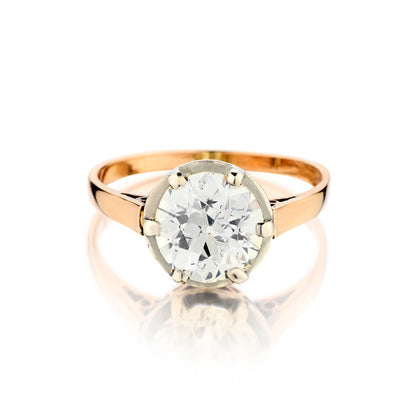 Ladies Vintage 14kt Pink Gold Diamond Ring. Natural 2.25 Old European Cut