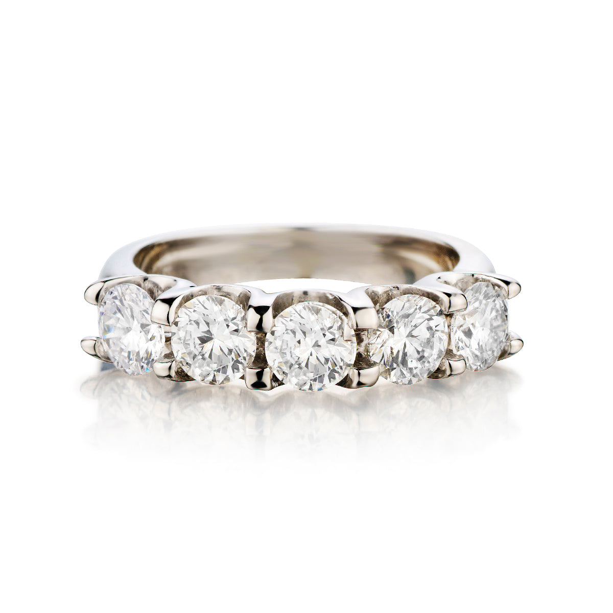 14kt White Gold Diamond 5 Stone Ring.1.76ct Tw