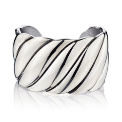 David Yurman Sculpted Wide Cable Cuff Bracelet in Sterling Silver.