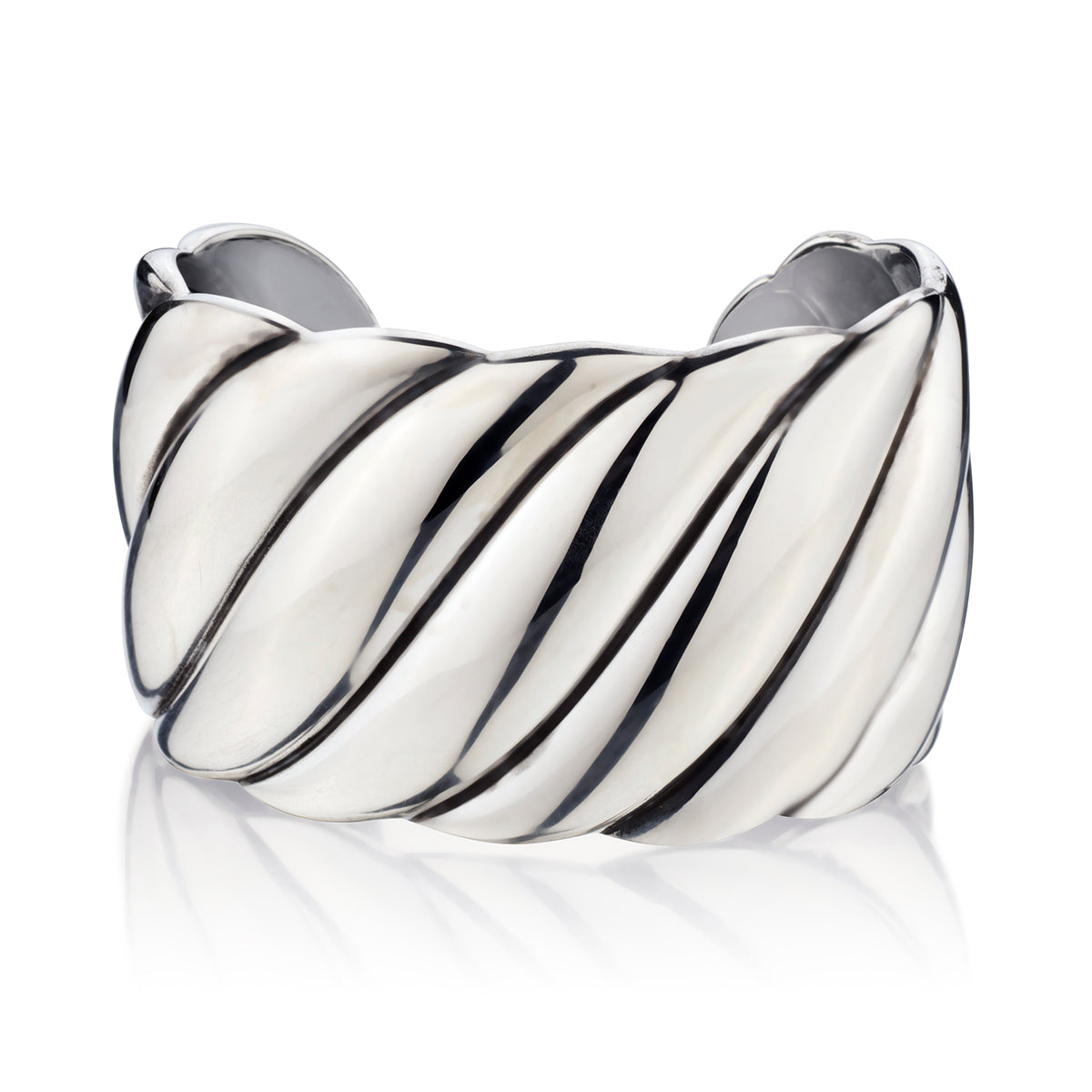 David Yurman Sculpted Wide Cable Cuff Bracelet in Sterling Silver.
