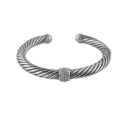 DAVID YURMAN CLASSIC CABLE STATION OPEN CUFF BRACELET WITH DIAMONDS