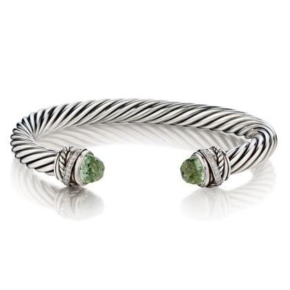 David Yurman Classic Cable Bracelet with Prasolite and Diamonds.