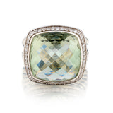 David Yurman Sterling Silver 18mm Prasiolite and Diamond Ring - view 1