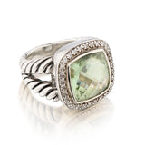 David Yurman Sterling Silver .14mm Prasiolite and Diamond Ring - view 2