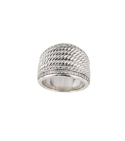 DAVID YURMAN STERLING SIVLER BAND WITH CABLE TWIST DETAILING AND PAVE DIAMONDS.