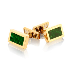 18kt Yellow Gold and Jade Cufflnks by Kauffman. 24.76 grams