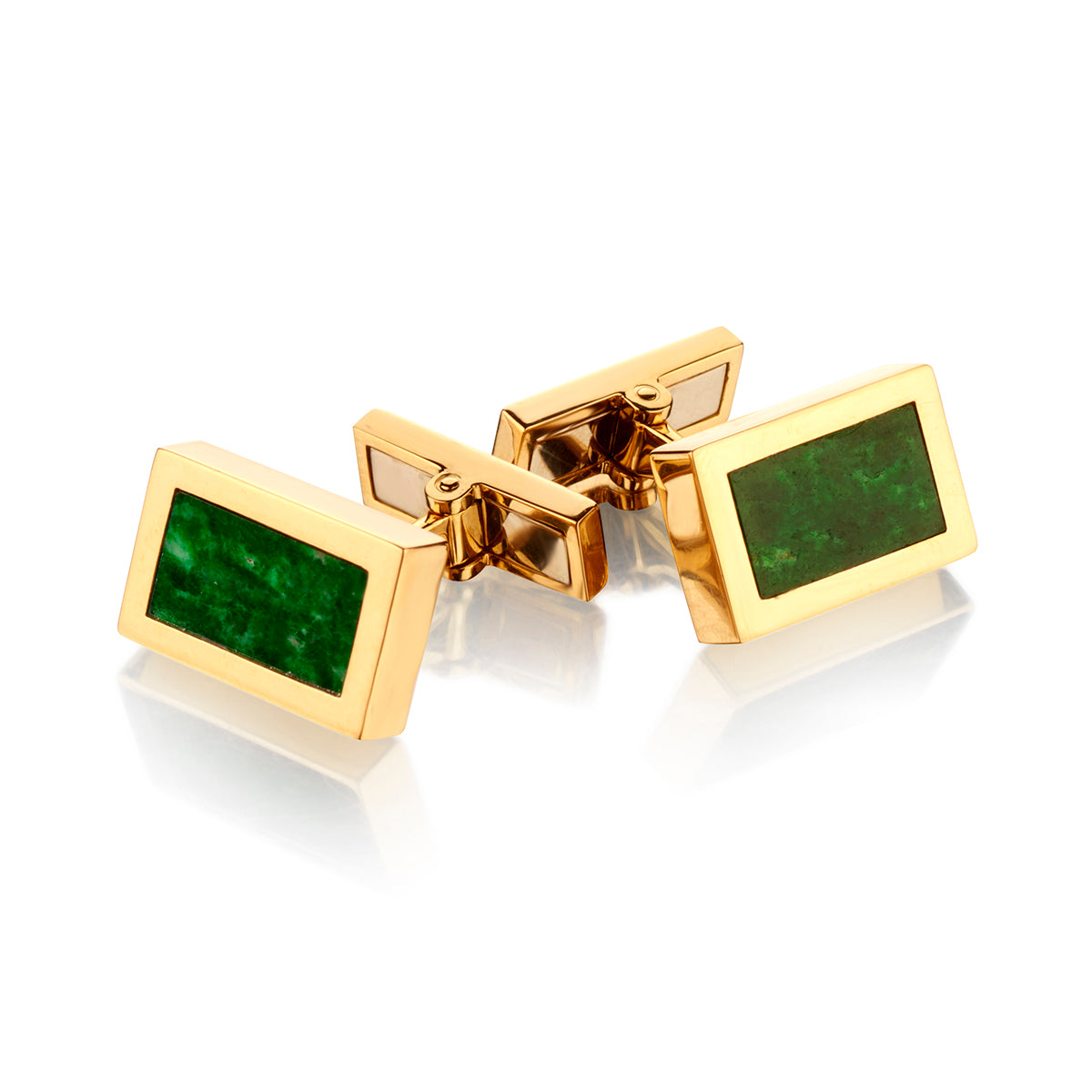 18kt Yellow Gold and Jade Cufflnks by Kauffman. 24.76 grams