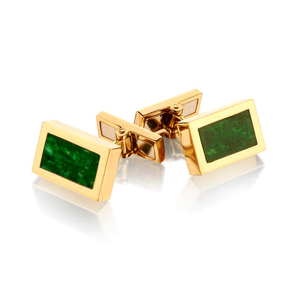 18kt Yellow Gold and Jade Cufflnks by Kauffman. 24.76 grams