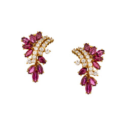 18kt Yellow Gold Ruby and Diamond Stud Earrings