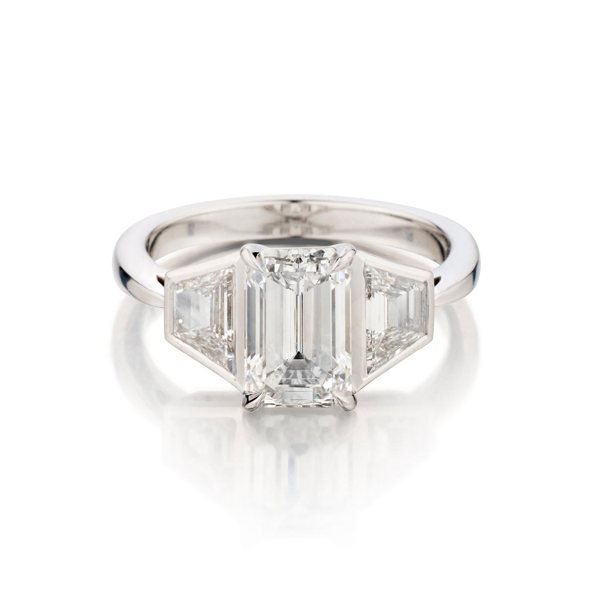 Ladies Platinum and Diamond Emerald Cut Ring. 2.40ct