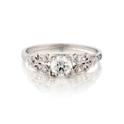 Platinum Vintage Diamond Ring. 0.52ct European Cut