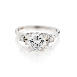 Platinum and Diamond Ring. 1.55 Carat Weight.
