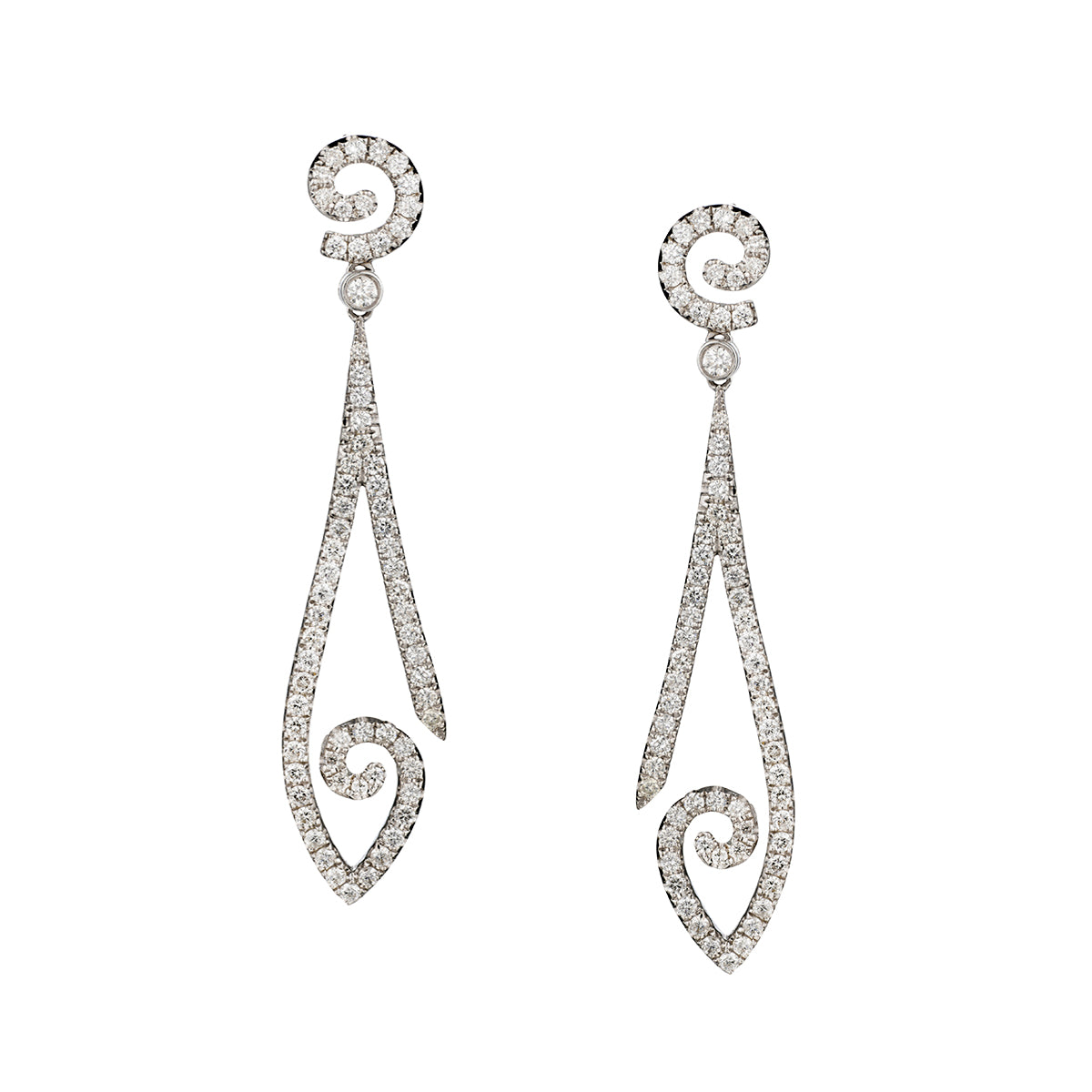 Ladies 14kt White Gold Diamond Drop / Pendant Earrings. 2.25ct Tw