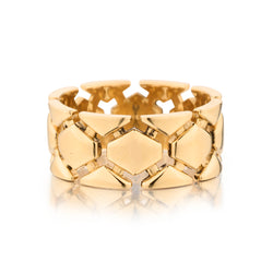 Unique Geometric 18kt Yellow Gold Band by Ecksand. 9.19 grams