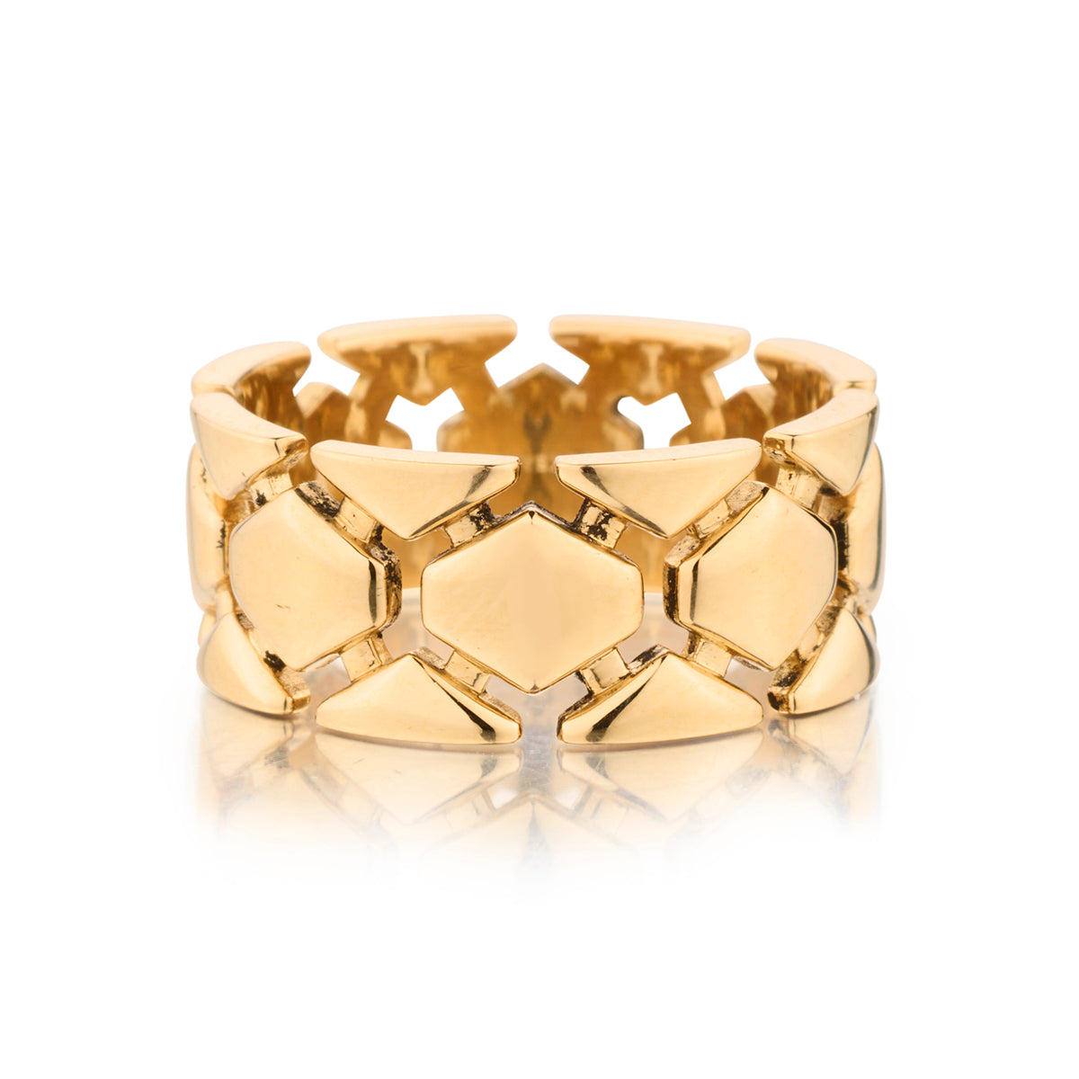 Unique Geometric 18kt Yellow Gold Band by Ecksand. 9.19 grams
