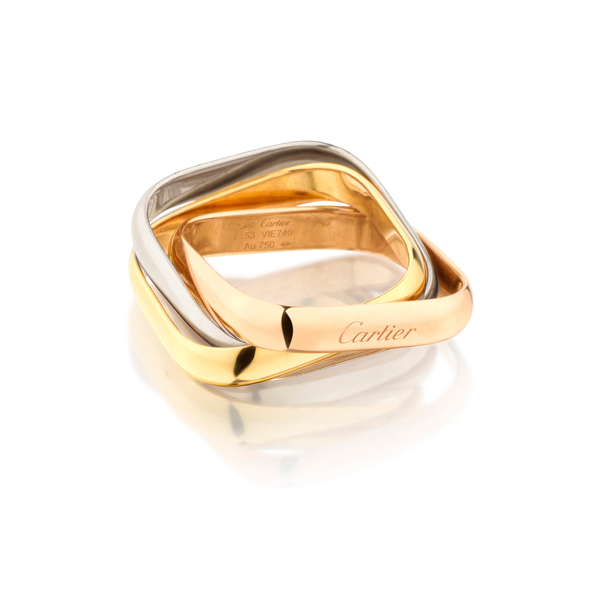 Cartier "Trinity" Square Bands. Size 53 (6-3/4 US).