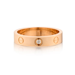 Cartier" LOVE "Ring in 18kt Rose Gold with One Diamond. Size: 54 (US 7)