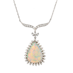 14kt White Gold Opal and Diamond Necklet.
