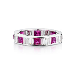 Ladies 18kt White Gold Ruby and Diamond Eternity Band.