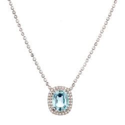 18kt White Gold Aquamarine and Diamond Pendant.