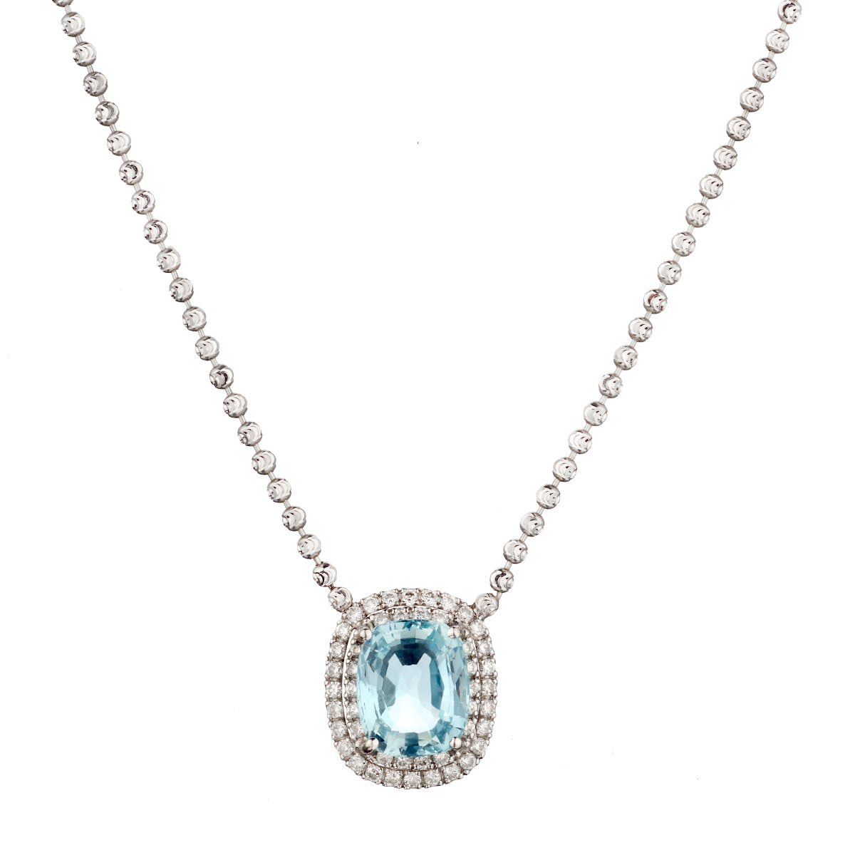 18kt White Gold Aquamarine and Diamond Pendant.