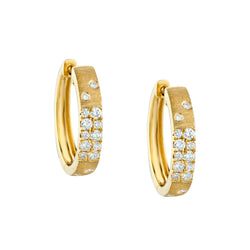 18kt Yellow Gold and Diamond Hoop Earrings.