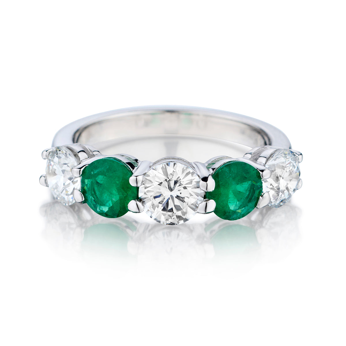 Ladies 14kt White Gold Green Emerald and Diamond Ring