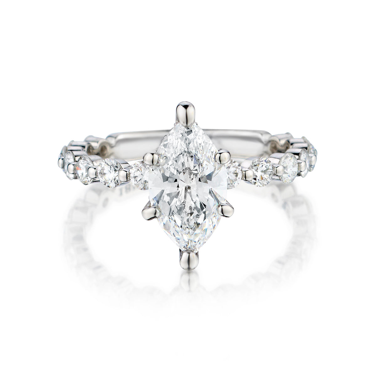 18kt White Gold Diamond Ring. 1.39 Marquise Cut Diamond