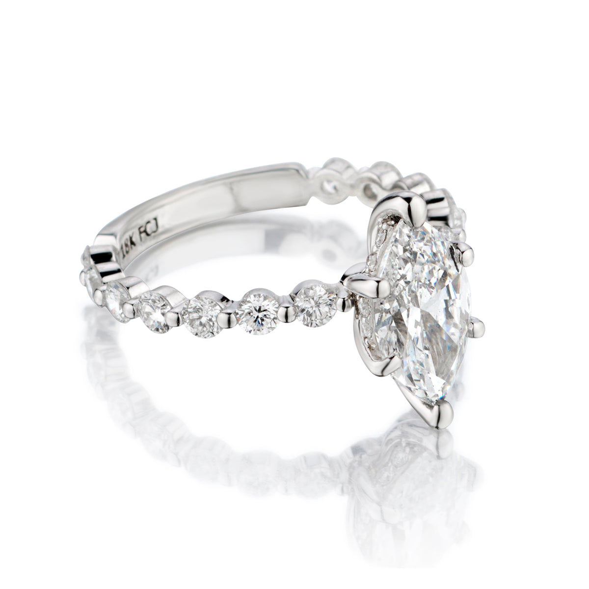18kt White Gold Diamond Ring. 1.39 Marquise Cut Diamond