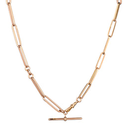 Vintage English 9Kt Pink Gold Paper Clip Fob Chain. Weight: 44.50 grams.