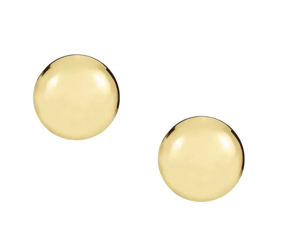 18KT YELLOW GOLD DOME SHAPE VINTAGE STYLE EARRINGS.