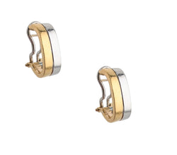 14KT YELLOW AND WHITE GOLD HUGGIE EARRINGS.