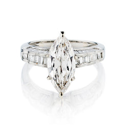 Platinum Diamond Ring. 2.88ct Marquise Cut Diamond
