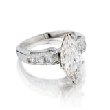 Platinum Diamond Ring. 2.88ct Marquise Cut Diamond - view 2