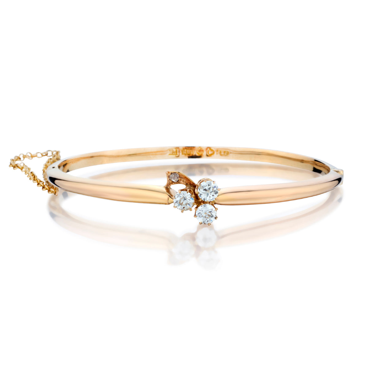 Vintage 18kt Pink Gold and Diamond Bangle. English Markings