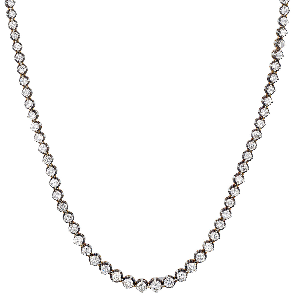Ladies 18kt White Gold Diamond "Tennis Necklace". 15.00ct Tw