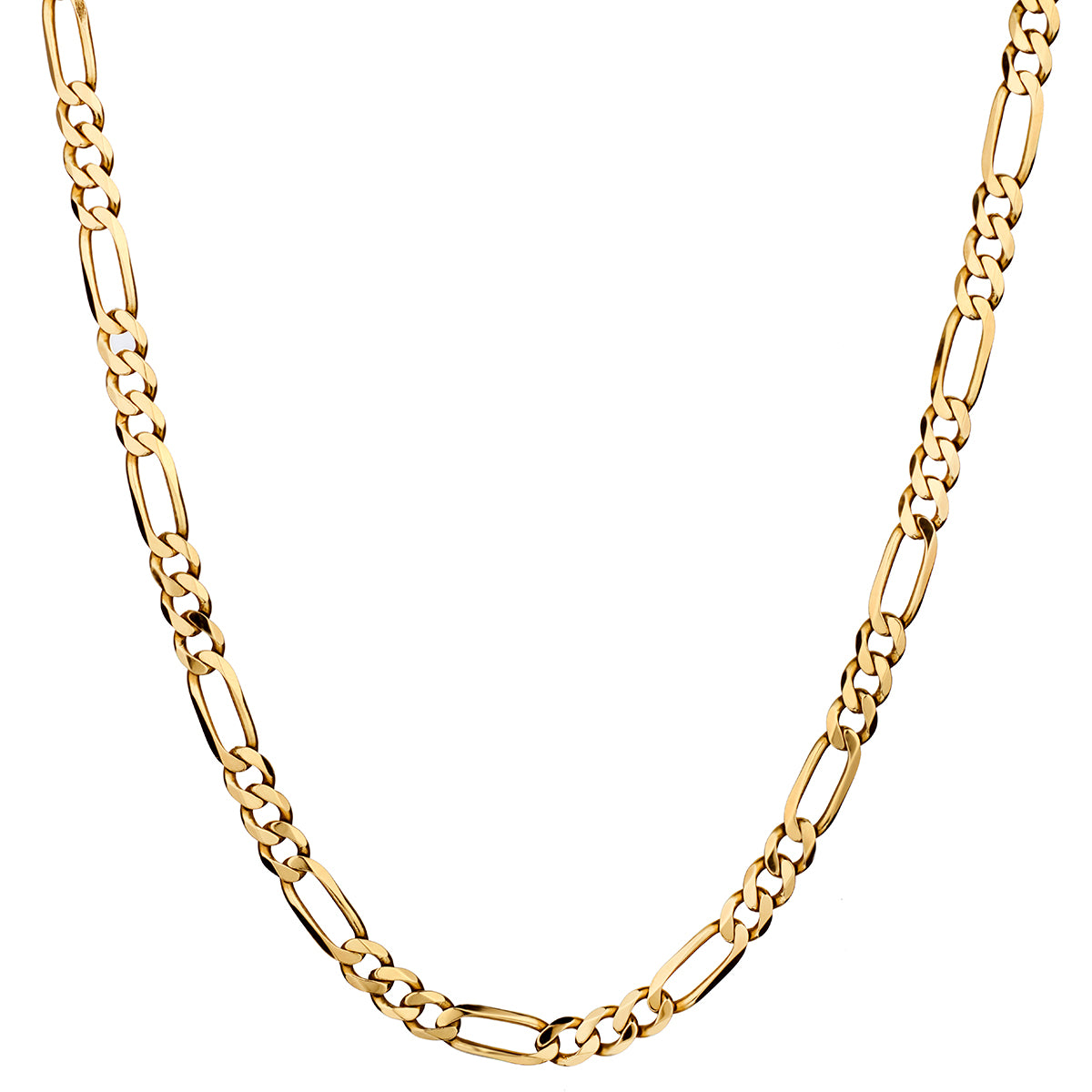 18kt Yellow Gold Figaro Link Necklace. Italy. Weight: 55.11 grams.