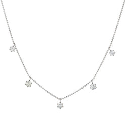 18kt White Gold 5  x 1.28 ct Tw  Diamond Stone Necklace .