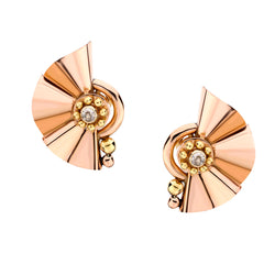 Vintage 14kt Rose Gold and Rose Cut Diamond Earrings. Circa 1940