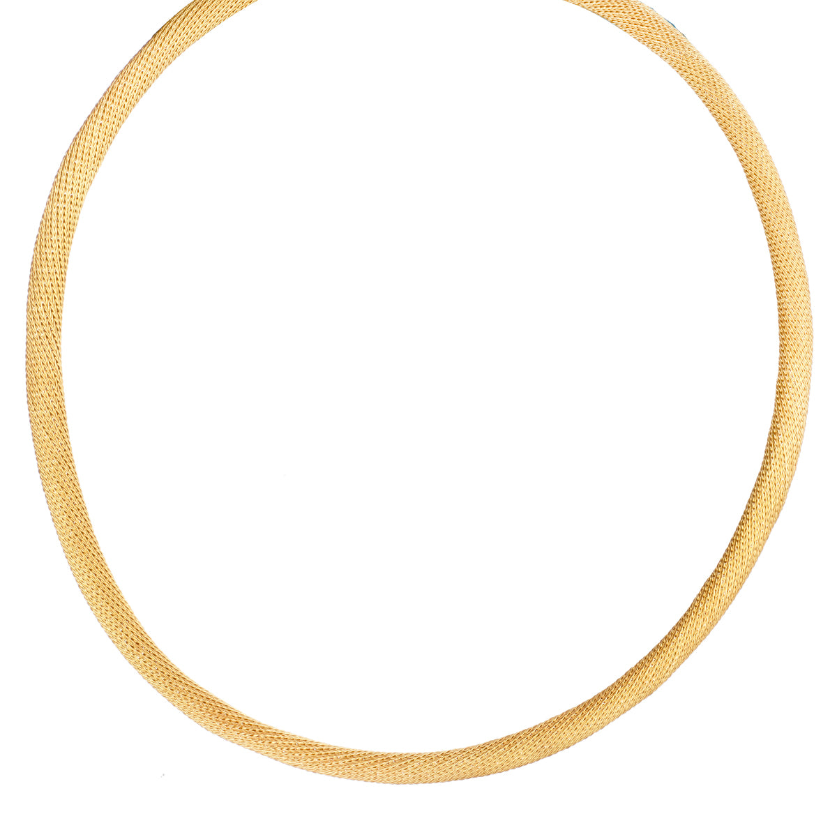 14kt Yellow Gold Woven Mesh Choker Chain. Weight: 27.47 Grams.