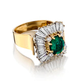 18kt Yellow Gold Green Emerald and Diamond Ring.1.80 Emerald. - view 2