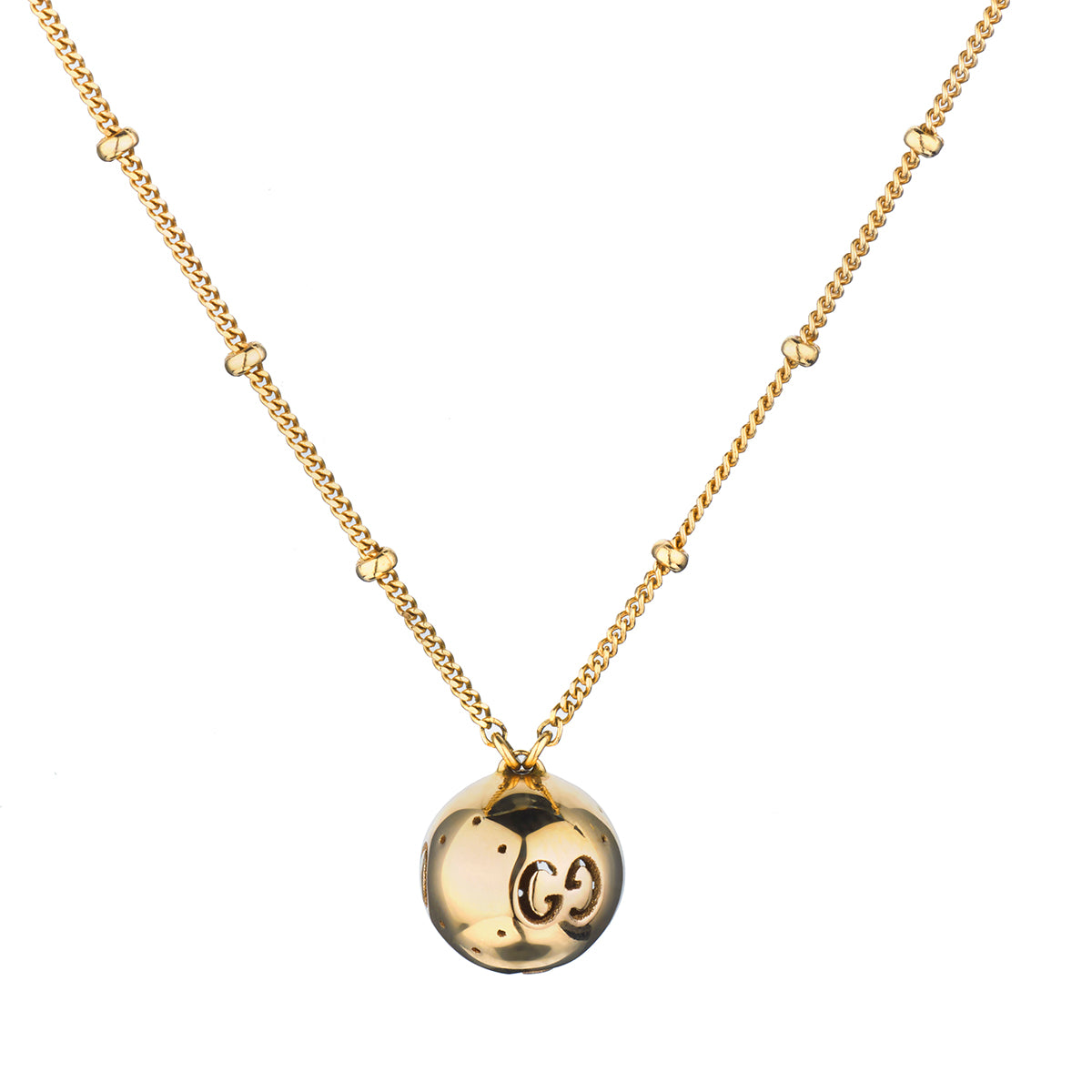Gucci 18kt Pink Gold GG Logo Icon Ball Necklace