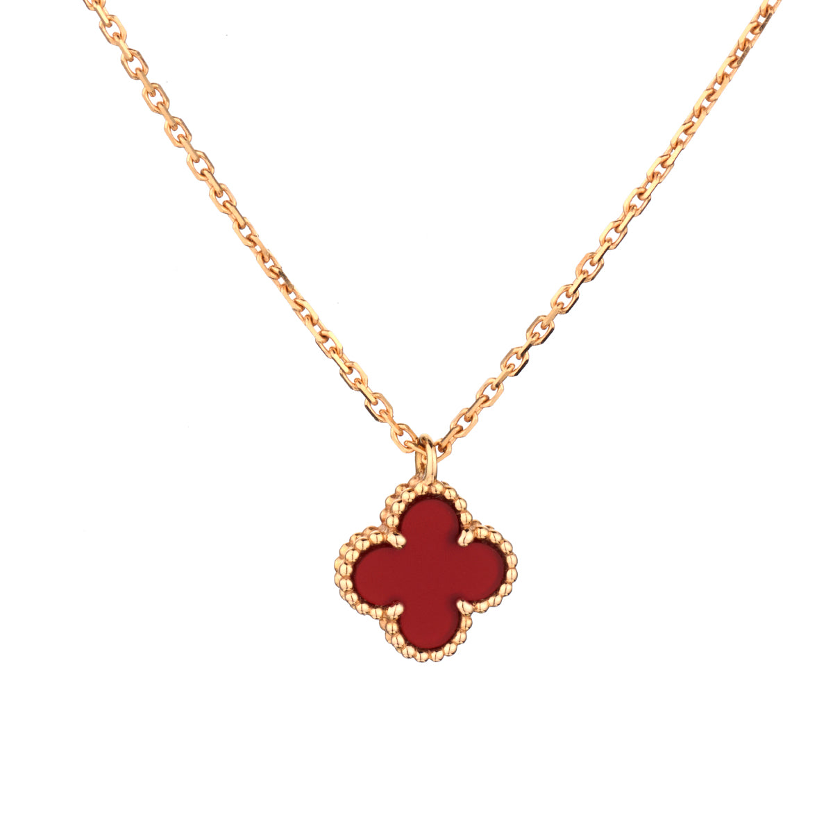 Van Cleef & Arpels Sweet Alhambra Pendant. Carnelian. B&P