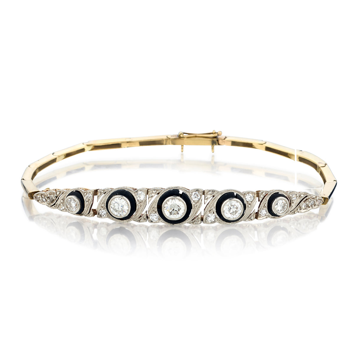 Art Deco Platinum and Gold Diamond Bracelet.