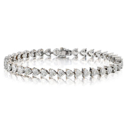 18kt White Gold Heart Shaped Diamond "Tennis Bracelet". 9.50ct Tw