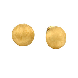 Ladies 18kt Yellow Gold Button Clip - On Stud Earrings. Weight: 16 grams.