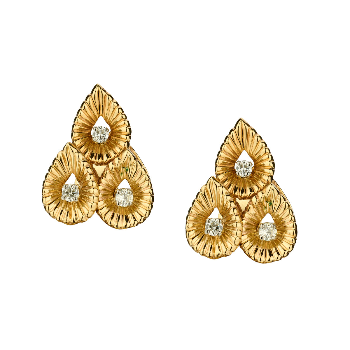 Ladies 14kt Yellow Diamond Clip On Earrings. Weight: 6.68 Grams .6 x 024ct Tw