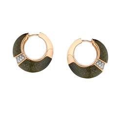 Chimento "Desiderio" 18kt Pink Gold Pave' Diamond and Obsidian Earrings.