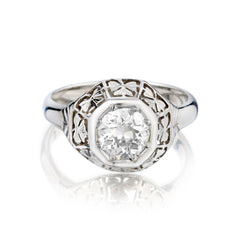Ladies Vintage Georgian 14kt White Gold Diamond Ring.
