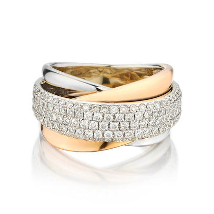 18kt Tri -Colour Diamond Band. 1.50ct Tw